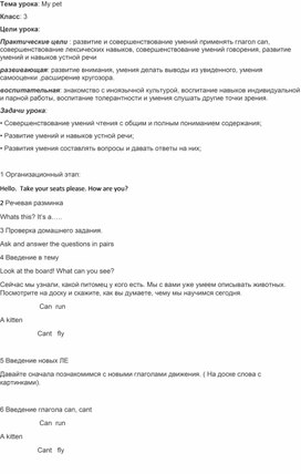 Урок по английскому языку в 3 классе