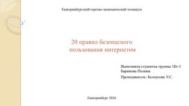 Обложка для материала Научно-исследовательский проект: 20 правил пользования интернетом