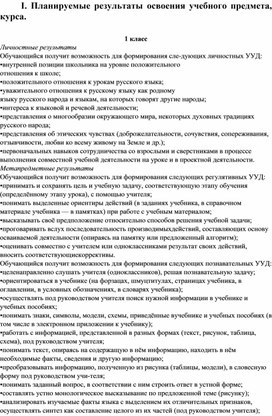 Рабочая программа по русскому языку по ФГОС 1-4 класс
