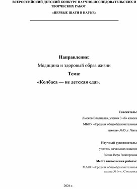 Обложка для материала исследовательская работа Колбаса- не детская еда