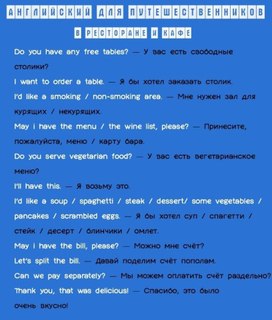 Обложка для материала англ для путешественников, в ресторане и кафе
