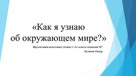 Презентация "Как я узнаю об окружающем мире" Куликов Тимур, 1 класс