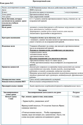 Обложка для материала Математика_6_класс_Противоположные числа_КСП (2 час)