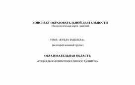 Обложка для материала конспект занятия ТЕМА: «КУКЛА ЗАБОЛЕЛА».  (во второй младшей группе)  ОБРАЗОВАТЕЛЬНАЯ ОБЛАСТЬ «СОЦИАЛЬНО-КОММУНИКАТИВНОЕ РАЗВИТИЕ»