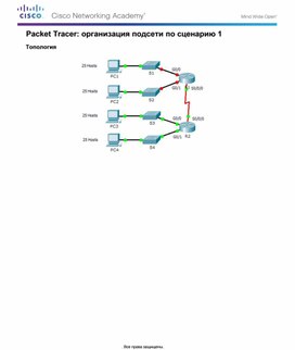 Packet Tracer: организация подсети по сценарию 1