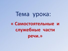 Урок русского языка "Самостоятельные и служебные части речи"
