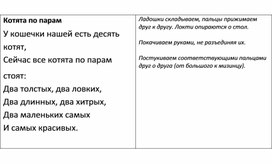 Обложка для материала Пальчиковая игра "Котята по парам"