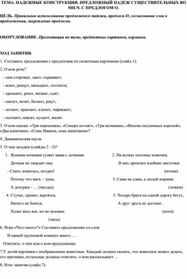 ТЕМА. ПАДЕЖНЫЕ КОНСТРУКЦИИ. ПРЕДЛОЖНЫЙ ПАДЕЖ СУЩЕСТВИТЕЛЬНЫХ ВО МН.Ч. С ПРЕДЛОГОМ О.