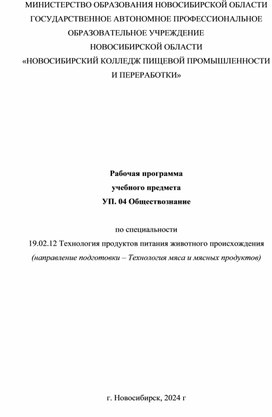 Рабочая программа УПю04 Обществознание