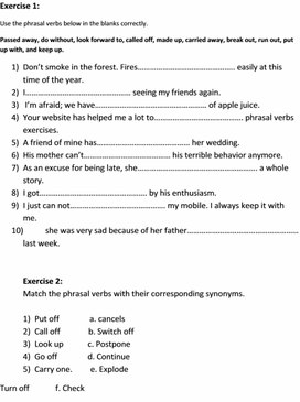 Тест по английскому языку "Phrasal verbs"