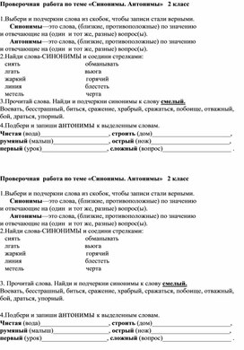 Обложка для материала Проверочная работа по русскому языку 2 класс