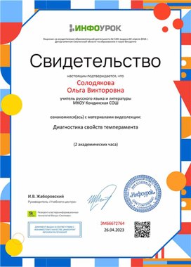 Обложка для материала Диагностика свойств темперамента