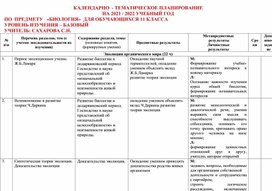 Календарно- тематическое планирование по биологии 11 класс