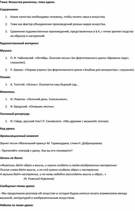 Обложка для материала Урок музыки: взаимосвязь между музыкой, литературой и изобразительным искусством.