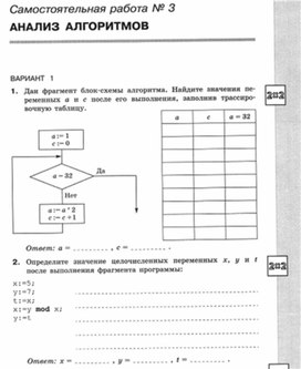 Обложка для материала Информатика._11кл._самостоятельная работа_анализ  алгоритмов_1