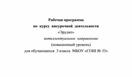 Рабочая программа по  курсу  внеурочной  деятельности «Эрудит»