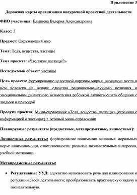 Дорожная карты организации внеурочной проектной деятельности