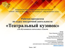 Обложка для материала Рабочая программапо курсу внеурочной деятельности«Театральный кузовок»для обучающихся начальных классов