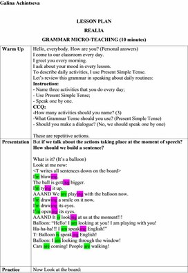 Обложка для материала REALIA mini Lesson Plan GRAMMAR MICRO-TEACHING