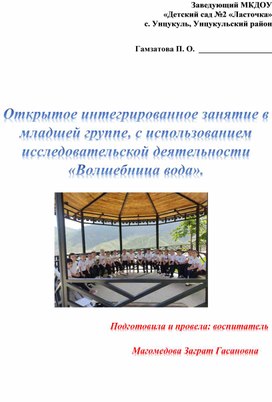 Обложка для материала Конспект интегрированного занятия в младшей группе, с использованием исследовательской деятельности «Волшебница вода».