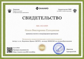 Свидетельство практикума "Инструменты медиакоммуникации"