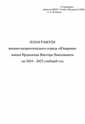 Обложка для материала План работы юнармии