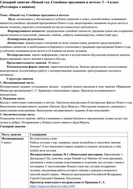 Обложка для материала Сценарий занятия "Новый год. Семейные праздники и мечты" 3 – 4 класс (Разговоры о важном)