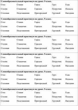 Словообразовательный практикум на уроке 5 класс