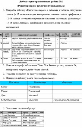 Обложка для материала Лабораторно-практическая работа №2 «Редактирование табличной базы данных»