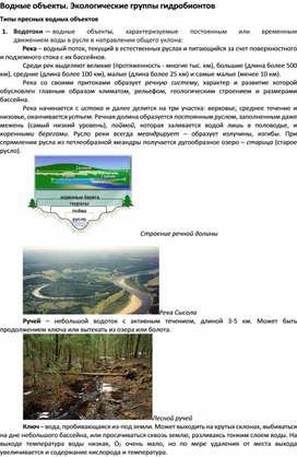 Обложка для материала Водные объекты. Экологические группы гидробионтов