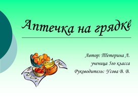 Обложка для материала презентация Аптечка на грядке