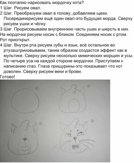 Как поэтапно нарисовать мордочку кота?