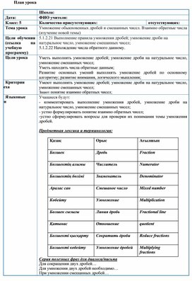 Обложка для материала Умножение обыкновенных дробей_Разработка урока