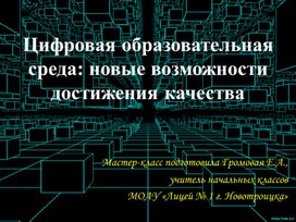 Мастер-класс по теме «Цифровая образовательная среда: новые возможности достижения качества»