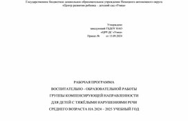 Обложка для материала Рабочая программа воспитательно- образовательной работы группы компенсирующей направленности для детей с тяжелыми нарушениями речи среднего возраста