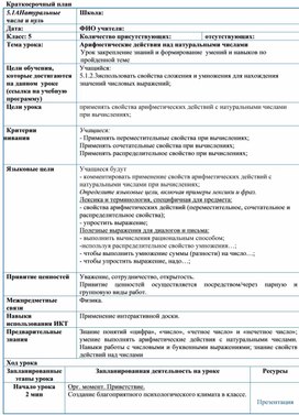 Обложка для материала М5Арифметические действия над натуральными числами_Разработка урока