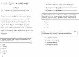 Диагностическая работа по русскому языку 1 класс