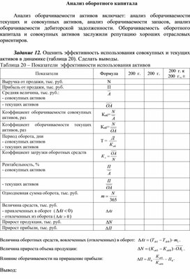 Обложка для материала Анализ оборотного капитала