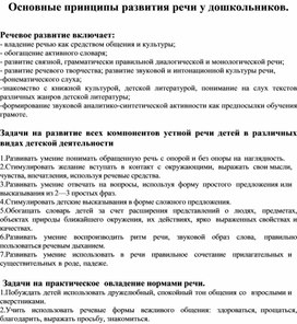 Обложка для материала Основные принципы развития речи у дошкольников.