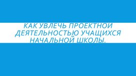 Как увлечь проектной деятельностью учащихся начальной школы.