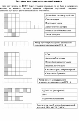 Викторина по истории вычислительной техники