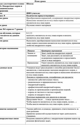 Обложка для материала Урок_1_Вынесение и внесение множителя_План урока