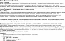 Обложка для материала Занятие по ФЭМП "Математика с Незнайкой".