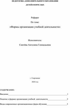 "Форма организации учебной деятельности"