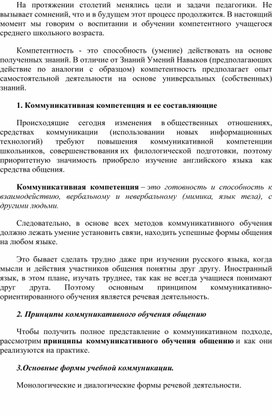 Обложка для материала Формирование коммуникативной компетенции обучающихся на уроках английского языка