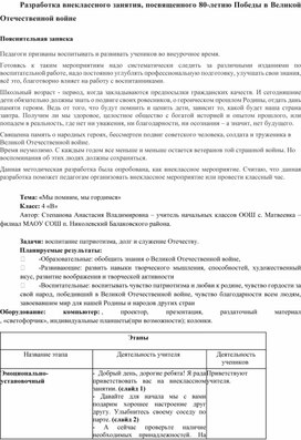 Обложка для материала Внеклассное мероприятие, посвящённое ДНЮ ПОБЕДЫ