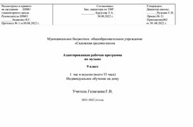 Обложка для материала Адаптированная рабочая программа по музыке  9 класс