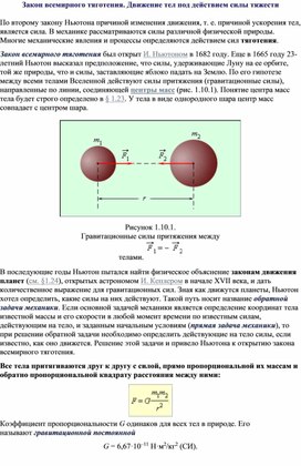 Сила всемирного тяготения рисунок