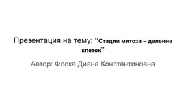 Презентация на тему: “Стадии митоза – деление клеток”