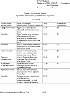 Воспитательная работа в условиях дистанционного образования.